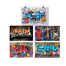 批发抽象街头涂鸦3D自粘墙贴酒吧网吧墙画壁纸舞蹈室嘻哈街舞背景