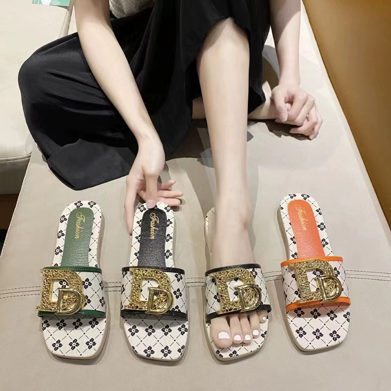 Летний новый сетевой красный модный женский холодный тапочки носить досуг