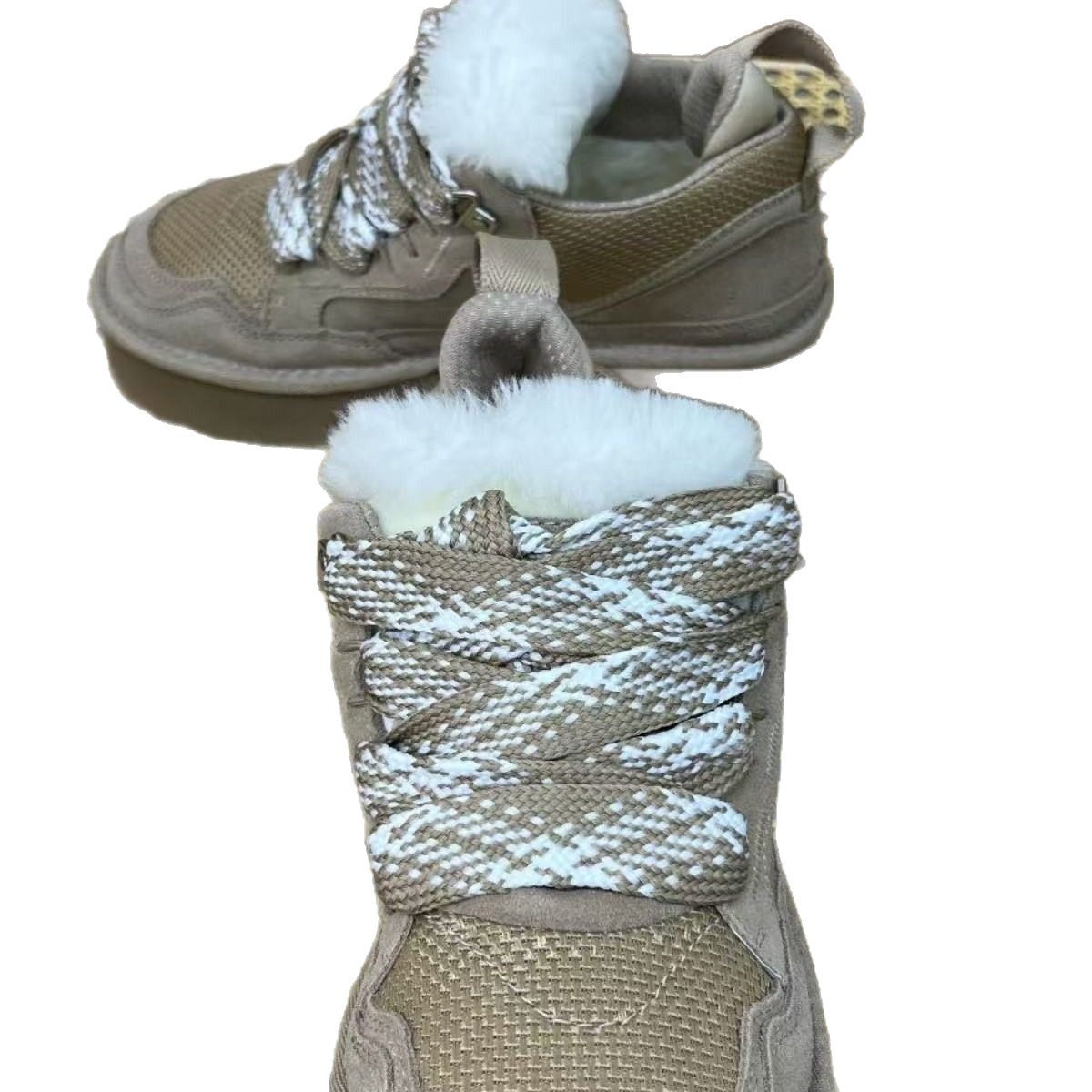 Sangpo nuevo tipo de cordón de suela gruesa, zapatos de algodón de invierno caliente y grueso de cuero real Meier