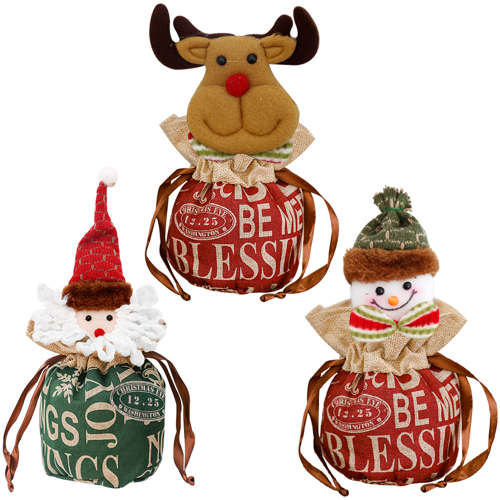 2026 nueva bolsa de regalo de Navidad Nochebuena bolsa de manzanas Santa Claus estereoscópica bolsa de dulces de alce