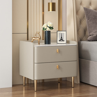 All Solid Wood Small Bedside Table, Simple Modern Small Cabinet, Light Luxury Bedside Cabinet, Bedroom Slate Small Bedside Storage Cabinet