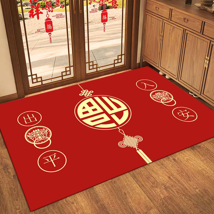 Nueva alfombra antideslizante de estilo chino, alfombra roja resistente a la suciedad, alfombra de pies de gran área.