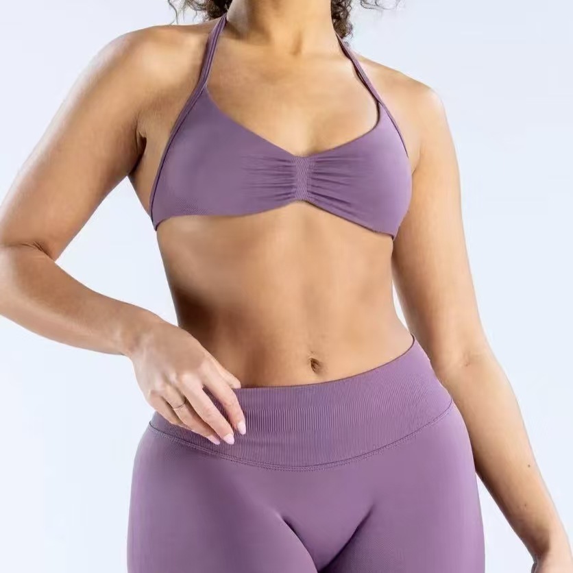 Bra deportivo de cuello colgante transfronterizo Europa y América nueva ropa interior sin marcas de fitness yoga rápido chaleco pequeño