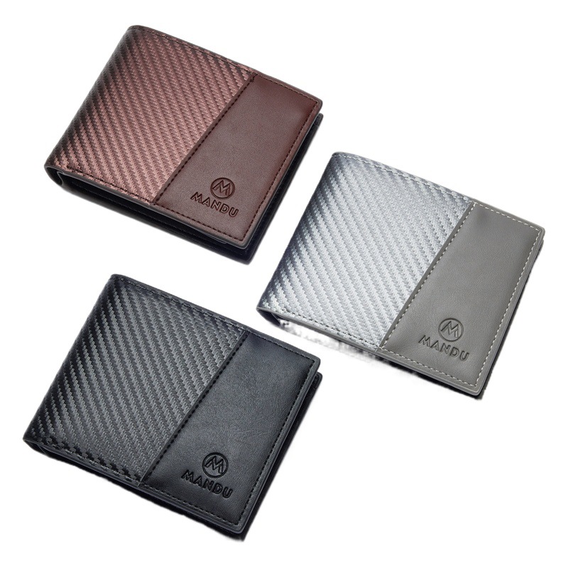 High-End Men's Wallet, Short Style, Embossed Pu Leather, Wear-Resistant, Scratch-Resistant, Business Casual, Portable, Lightweight Wallet for Men