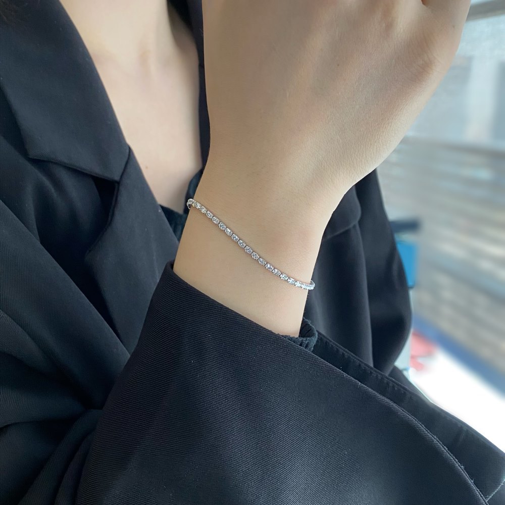 Casual Geometric Sterling Silver Plating Zircon Bracelets 1 Piece