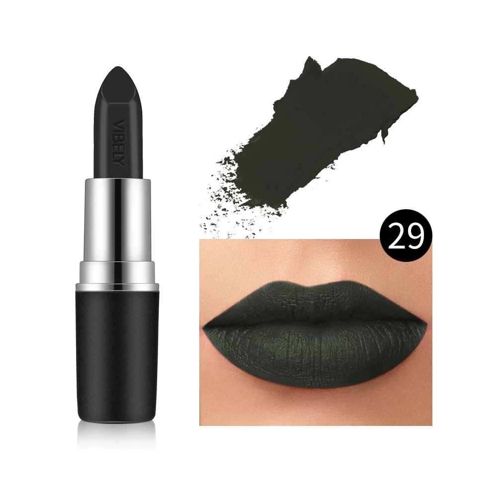 Помада VIBELY matte bullet, 29 оттенков включая чёрный, бархатистая стойкая текстура