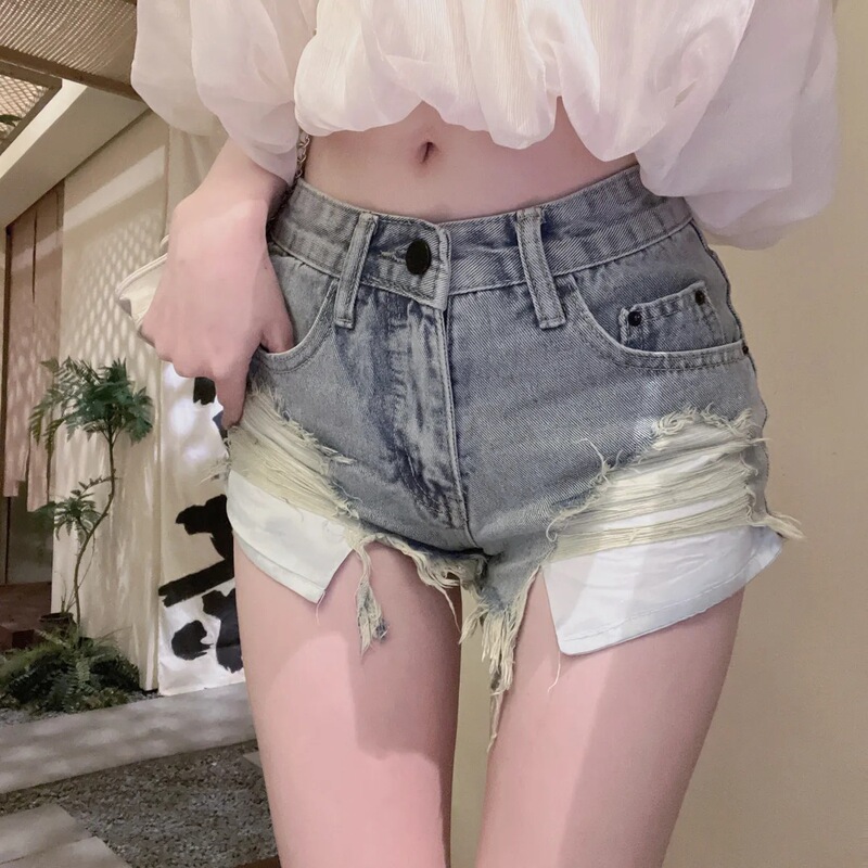 Spice Girls Retro Niche Low Waist Old Rap Rig Pocket Denim Shorts Women's Slim-fit Slimming Super Short Hot Pants