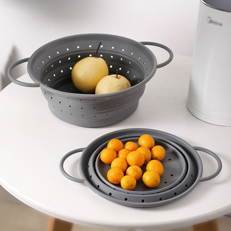 Nueva cesta de filtro de agua plegable de silicona canasta de drenaje retráctil cesta de almacenamiento de verduras y frutas cocina doméstica secadora ventilada