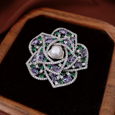 Yaxa sancaqları, Women - 68-brooch-silver-purple-green