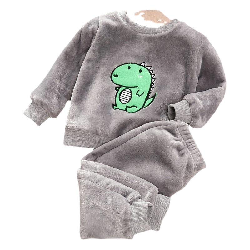 Baby Flannel Pajamas Set for Boys and Girls, Autumn and Winter Home Clothes for Kidsren Aged 1-5 Years Old, Warm and Thickeneded Style