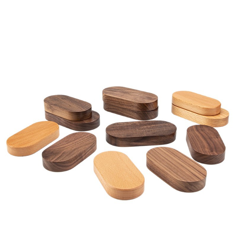 Oval North American Black Walnut Car DIY Base de madera maciza Soporte de exhibición de madera Soporte de madera Muñeca Adornos de escritorio