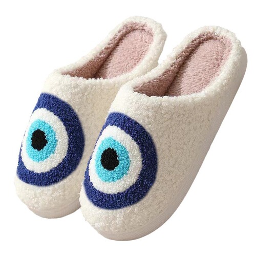 Cross-border e-commerce big eyes Korean version autumn and winter men and women couple cotton slippers home indoor cute thick sole cartoon anti-