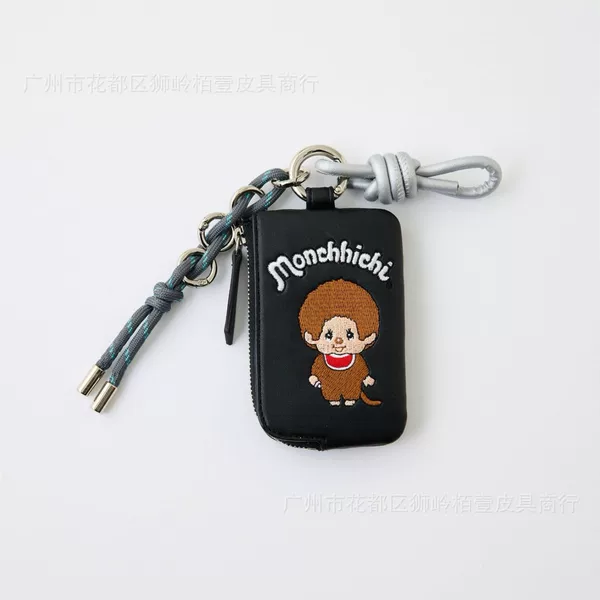 Cartoon Monchhichi Cute Large-Capacity Multi-Functional Bus Card Holder Student Id Embroidered Car Key Storage Bag Trendy