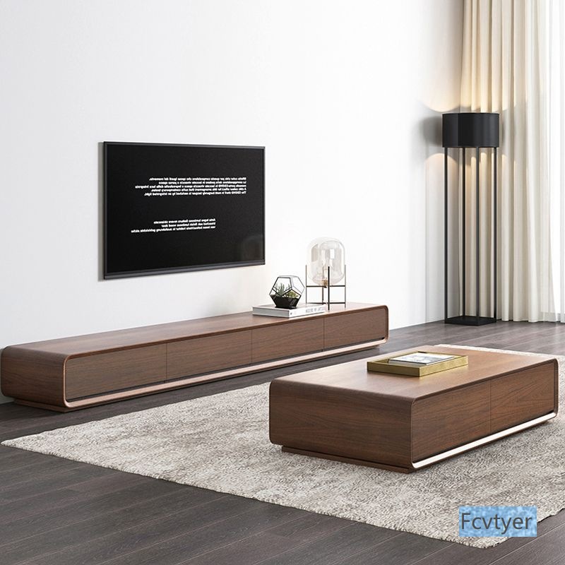 Kailaimei Living Room Fully Decorated Minimalist Style Floor-Standing Antique Style Floor-Standing Small Apartment Narrow Style All Solid Wood Tv Cabinet Walnut Floor