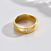 Golden fashionable jewelry stainless steel, accessory, ring, Korean style, micro incrustation