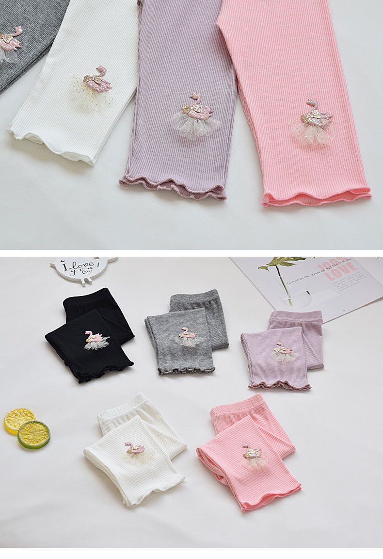 Girl'S Gender Cute Style Cute Cartoon Stripe Solid Color Modal Pants & Leggings