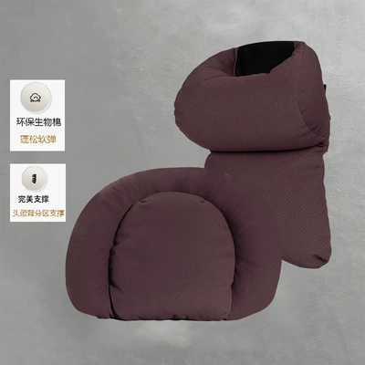 Car roof lining: Decompression Neck Pillow, High-End Car - 1-set-lumbar-support-double-pressure-relief-headrest-maybach-brown-breathable-holes