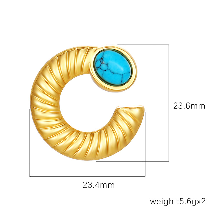 Transfronterizos retro franceses 18K oro acero inoxidable pendientes turquesa nicho de alta calidad pendientes para mujeres