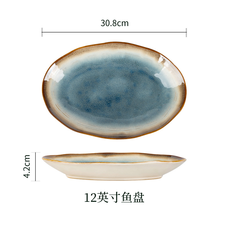 Fábrica de cerámica de Yuquan venta directa de platos de comedor caseros europeos platos de ensalada de forma especial platos de platos de cerámica de lujo ligeros platos