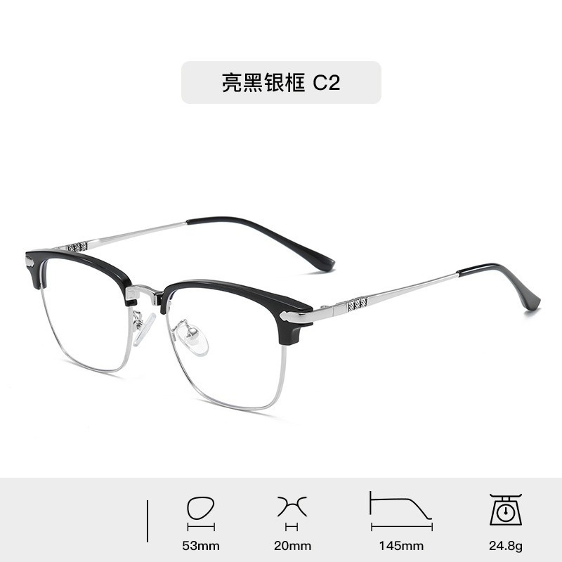 TR90 temperamento negro oro medio marco marco de gafas de miopía para hombres puede equiparse con un número de grados marco de cejas de protección contra la luz azul medio marco de cejas mujeres