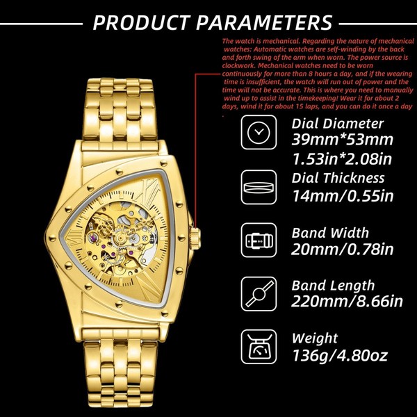 Brand European and American men's fashion hollow triangle automatic ...