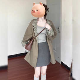 简约正反两面穿风衣外套女装新款宽松气质显瘦中长款韩系上衣