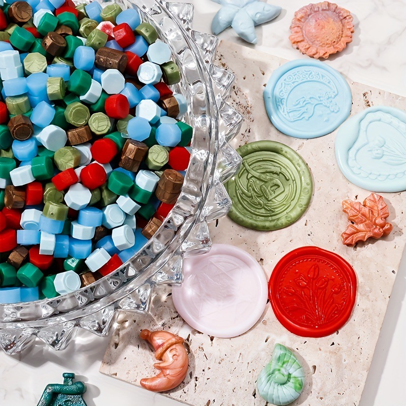 Cera de pintura al fuego, juego completo de sellos de pintura al fuego, octogonal, transparente, colorido, bolsa de colores mezclados, cera, venta al por mayor barata