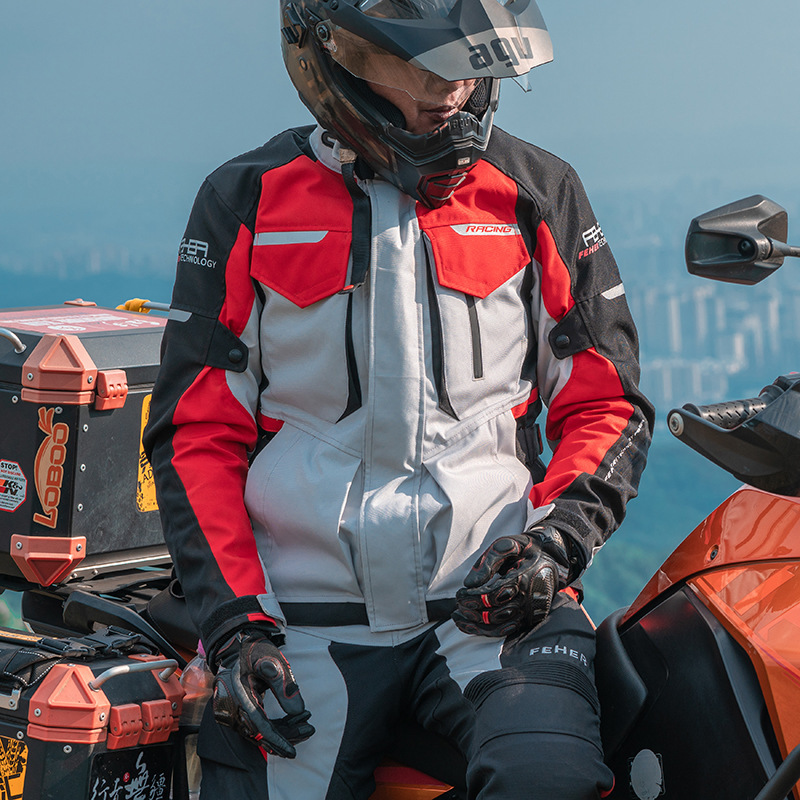 FEHER Motorcycle Riding Suit Four Seasons Rally Suit Motorcycle Protective Suit Windproof Drop-Resistant Knight Warm Jacket for Men