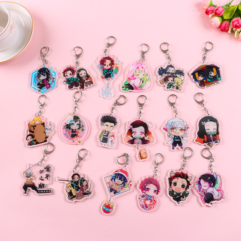 Rainbow acrylic keychain comic cartoon peripheral pendant key chain formulation wholesale