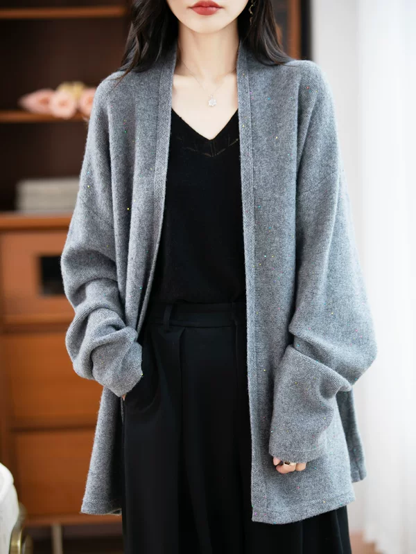 Шерстяной кардиган, демисезонное пальто, свитер, oversize