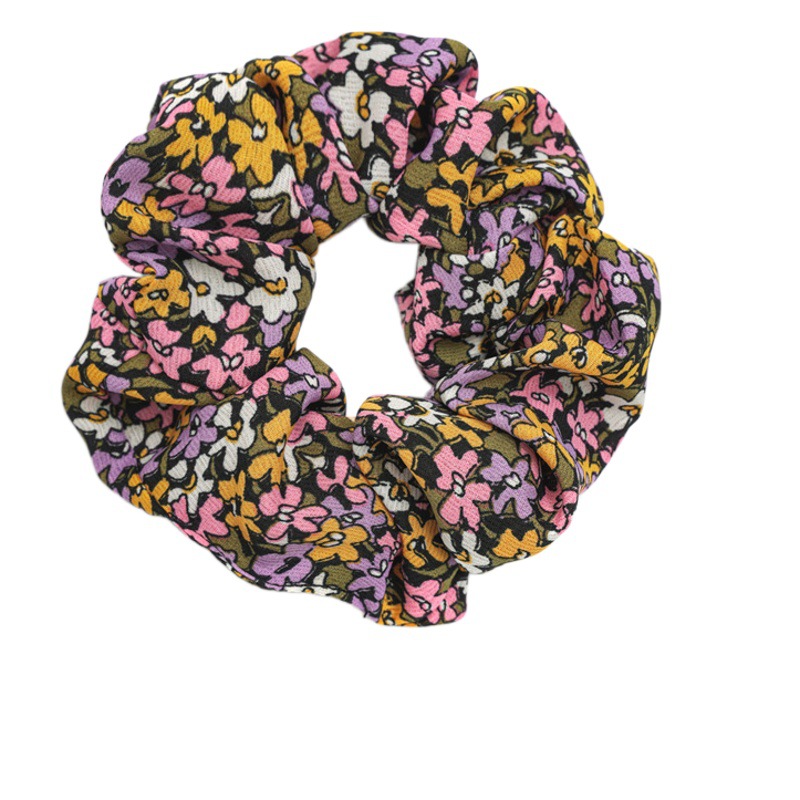 Nueva Mori tela floral intestino grande banda de pelo tocado versátil alto elástico Rosa patrón lazo cuerda de pelo en stock