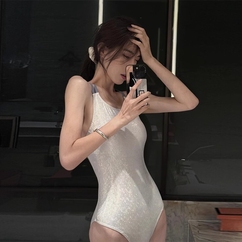 Swimsuit Women's Racing Moonlight White Double-Layer Hot Spring Swimsuit Swimming Pool Special Sports Triangle One-Piece Swimsuit Swimsuit Women's Racing Moonlight White Double-Layer Hot Spring Swimsuit Swimming Pool Special Sports Triangle One-Piece Swimsuit