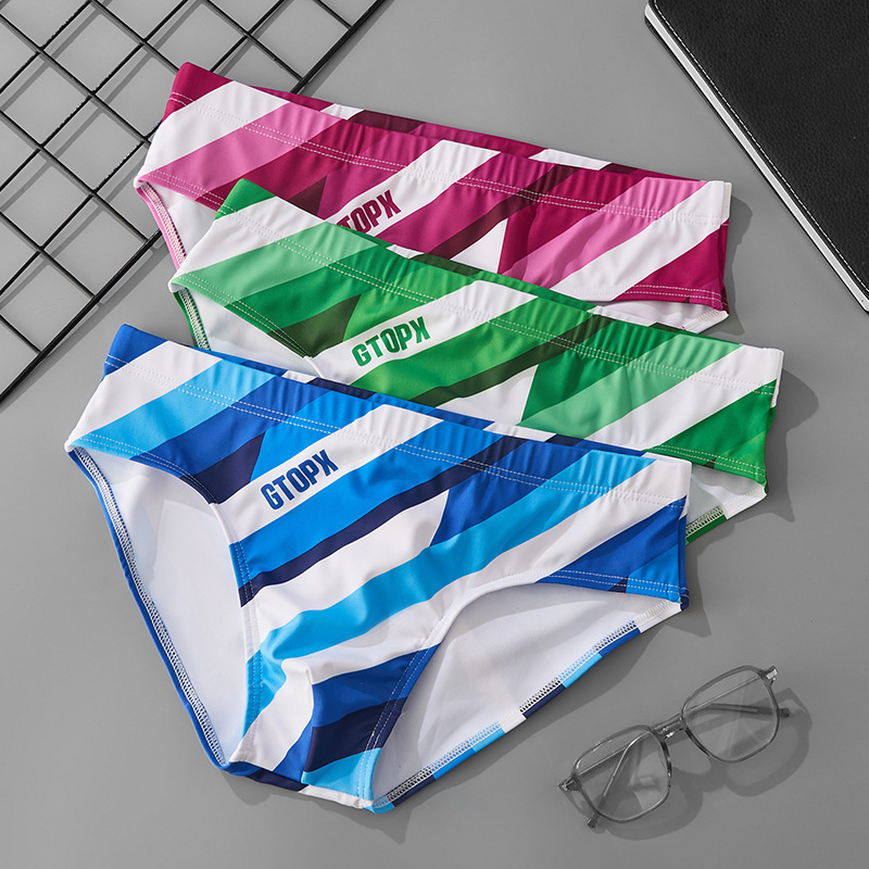 GTOPX men's printed triangle swim trunks, fashionable new style, quick-drying and elastic beach swim trunks for cross-border e-commerce