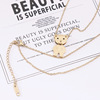 Fashionable golden necklace stainless steel, chain for key bag , sweater, Korean style, with little bears, internet celebrity