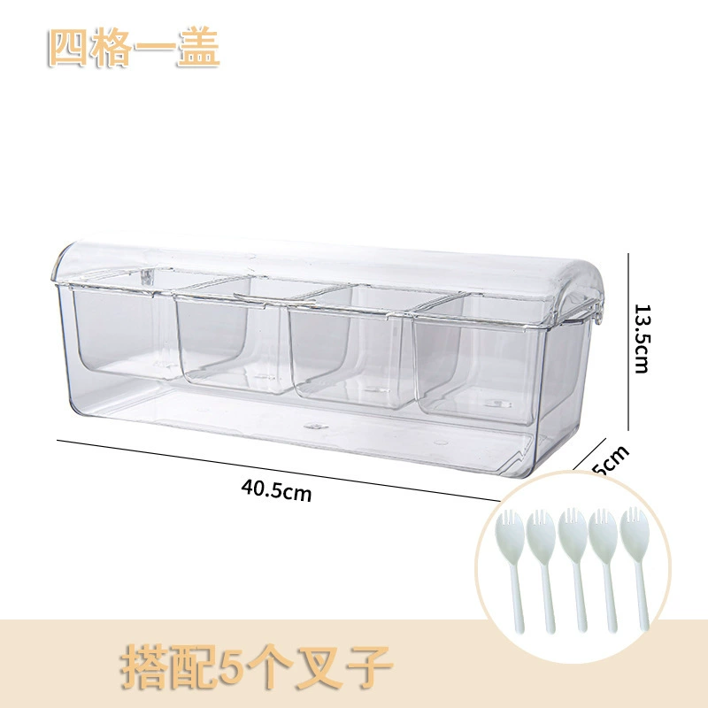 Kitchen storage box Double layer transparent rectangular with lid fresh storage box Sushi fruit salad food storage box Wholesale