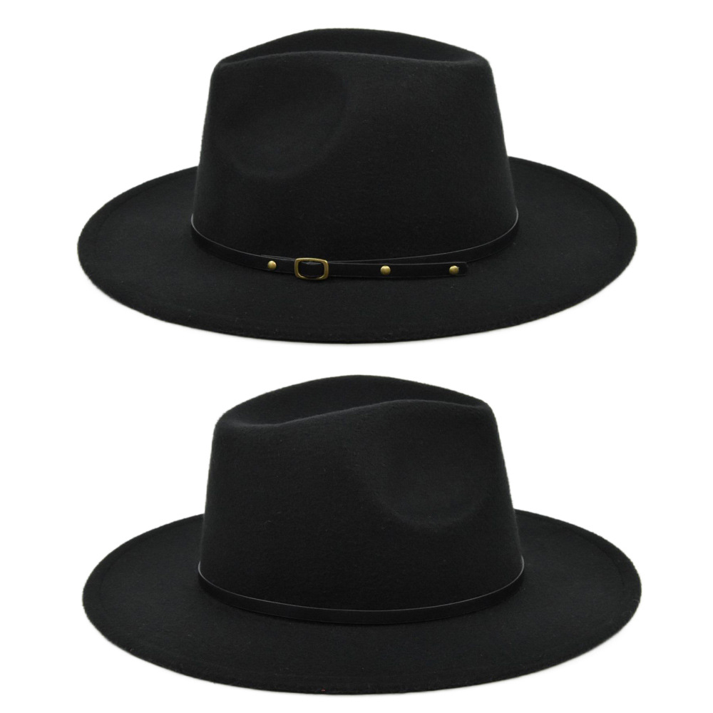 Unisex Retro Solid Color Sewing Flat Eaves Fedora Hat display picture 18
