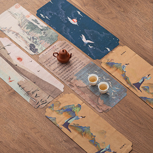 Tea Mat, New Chinese Zen Coffee Table, Table Flag, Tea Cloth, Chinese Ink Style Kung Fu Tea Set, Tea Ceremony Accessories, Tea Towel Cloth Mat