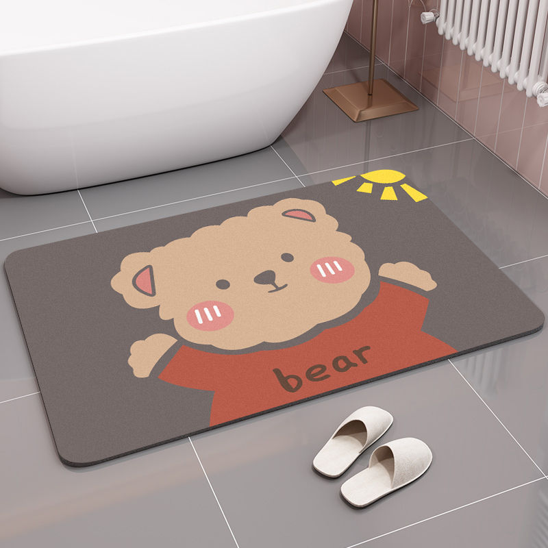 Cartoon Cute Animal Diatom Mud Absorbent Non-Slip Mat Toilet Bathroom Wear-Resistant Foot Mat Bathroom Floor Mat