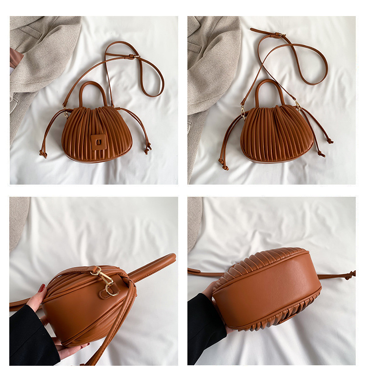Borsa a secchiello plissettata da donna borsa a tracolla versatile_voghion.com