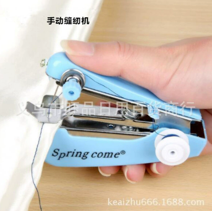 Manual Mini Sewing Machine (SpringCome) — Portable Handheld, for Light Fabrics ≤0.8 mm, 105 g