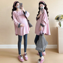 现货2025春装新款孕妇装宽松时尚潮妈休闲大码新中式孕妇T恤