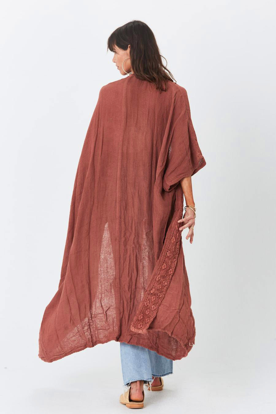 loose long sleeve long Embroidery solid color beach outdoor cover-up NSMUX132345