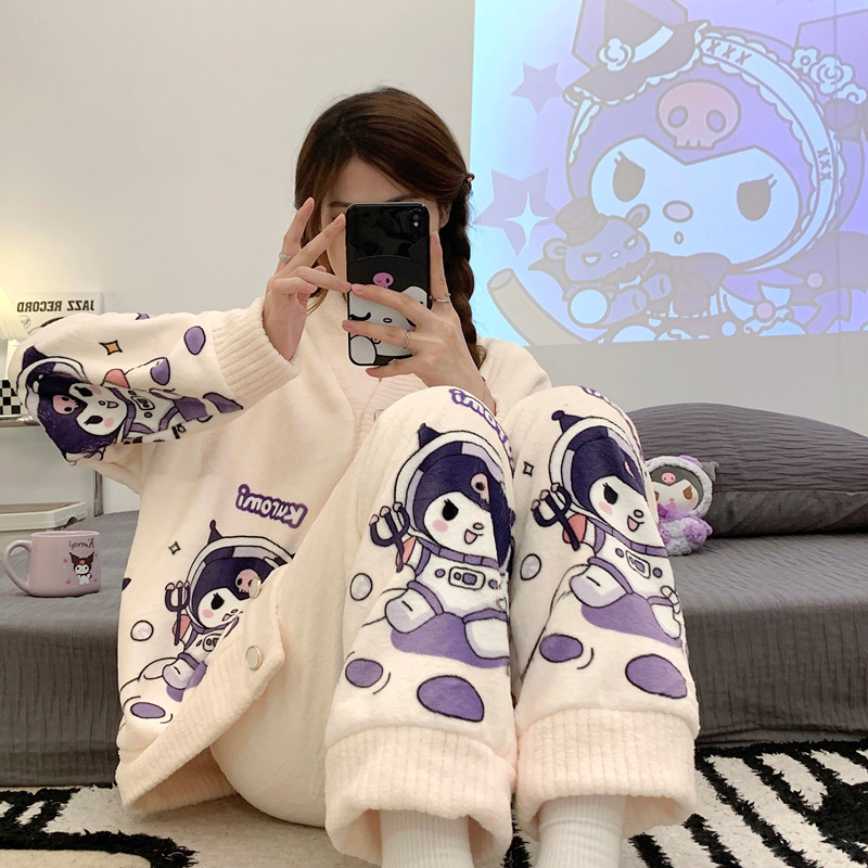 Cartoon coral velvet flannel long-sleeve