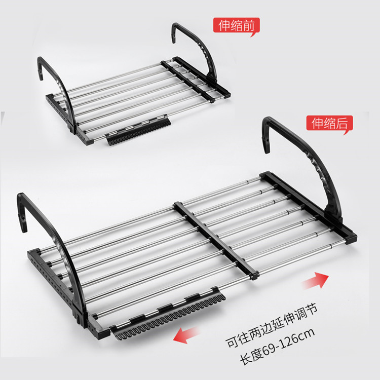 Percha de ropa sin punzonado antirrobo cerca de la ventana estante de secado de zapatos balcón ventana lateral colgando estante de secado percha de ropa plegable retráctil