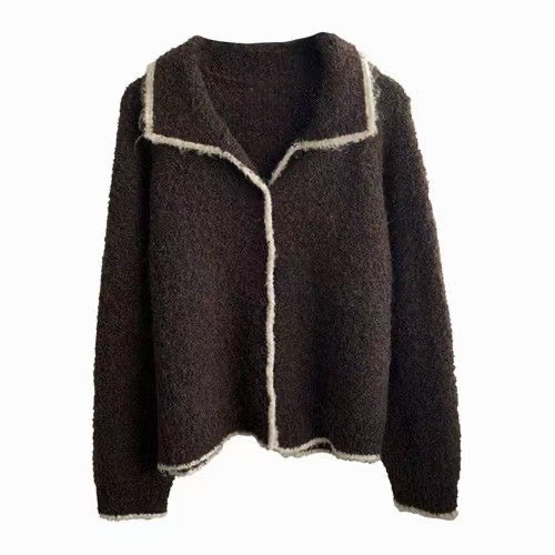 Anillo de viento coreano hilo cremallera cardigan de punto otoño y invierno nuevo diseño de ropa de mujer suéter relajado perezoso image 6