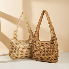 新款鏤空編織草編包購物包ins度假沙灘日韓網兜包時尚簡約潮