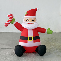 クロスボーダーインフレータブルクリスマス屋外装飾品ハンドサインサンタクロースインフレータブルモデルLEDライトホリデーパーティー装飾
