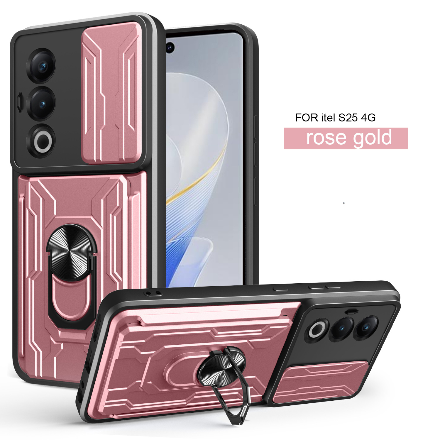 Adecuado para el paquete de tarjetas itel S25 Lijia, carcasa del teléfono móvil, modelo de transmisión de sonido, TPU PC, armadura, tarjeta anti-caída, empuje de lente image 4