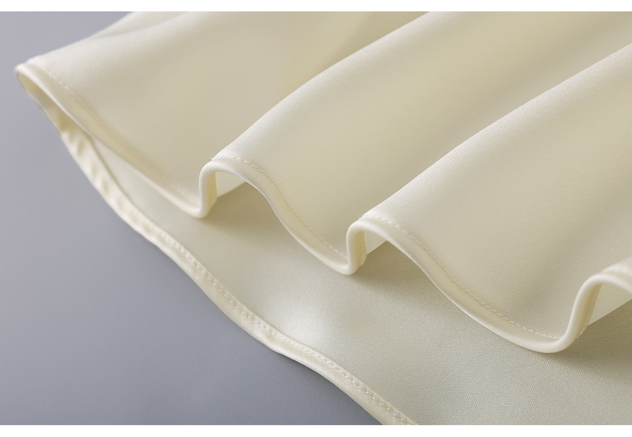 Áo thun nữ cổ tròn tay lửng chất liệu acetate cao cấp phong cách Pháp — màu đen chi tiết 27
