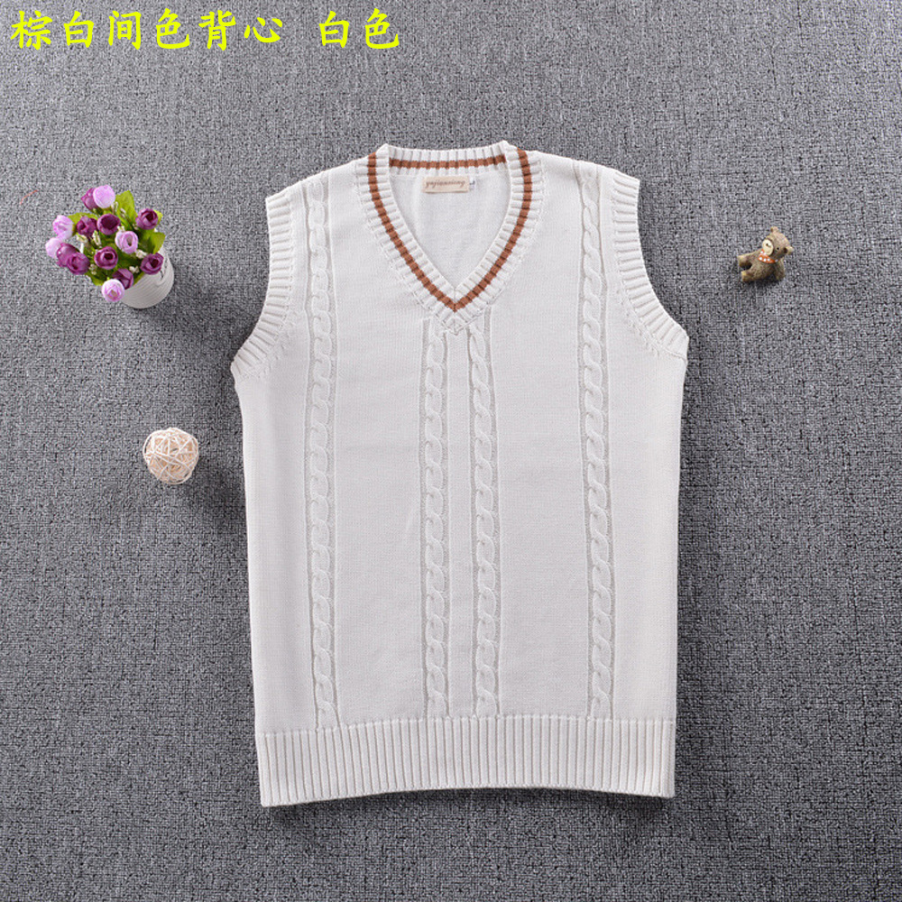 Other JK Japanese College Style V-Neck Sweater Cable Knit White